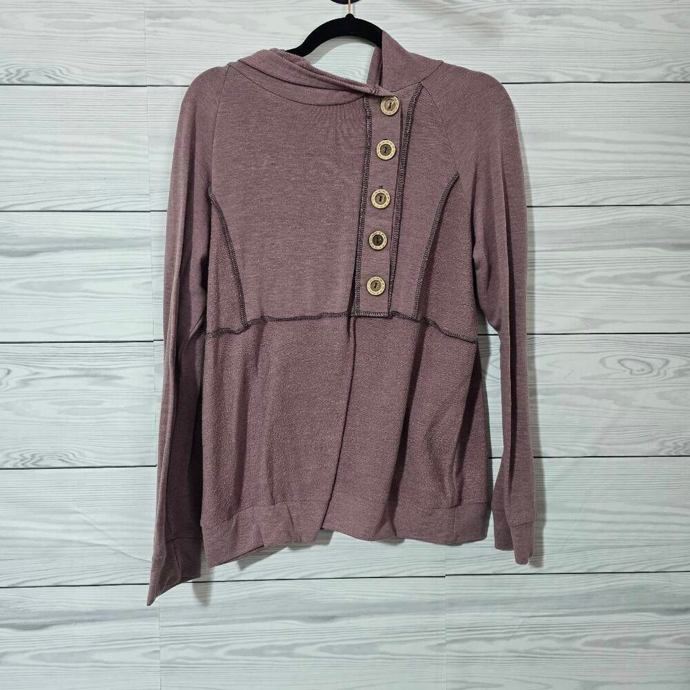 Sugarfox Mauve Mixed Media Hoodie Medium Fall  Winter Casual Comfy Lounge Basic